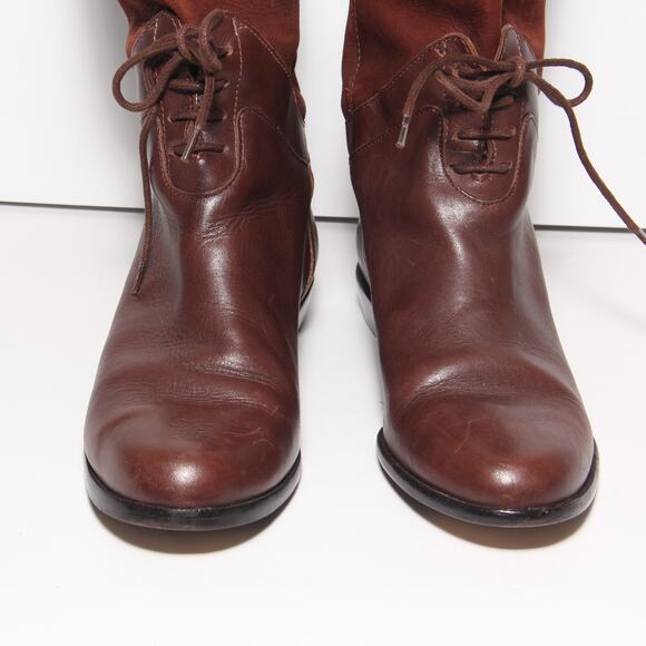 Vintage Scruples Suede & Leather Lace Front Boots Size 7D Low heel Brown - Picture 5 of 12